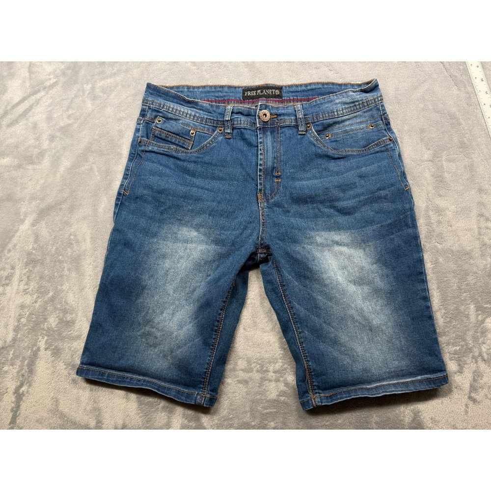 Free Planet Jean Shorts Mens 32 Blue Denim Casual Mid Rise Work Outdoor Preppy